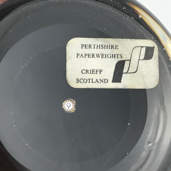 Perthshire PP54 1983 Lampwork Flower Petals Leaves Black Ground LE Paperweight - Picture 6 of 13